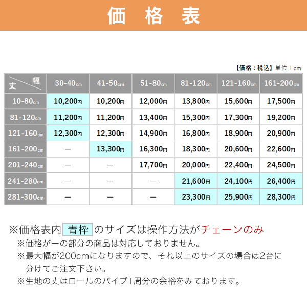 和風ロールスクリーンの価格表