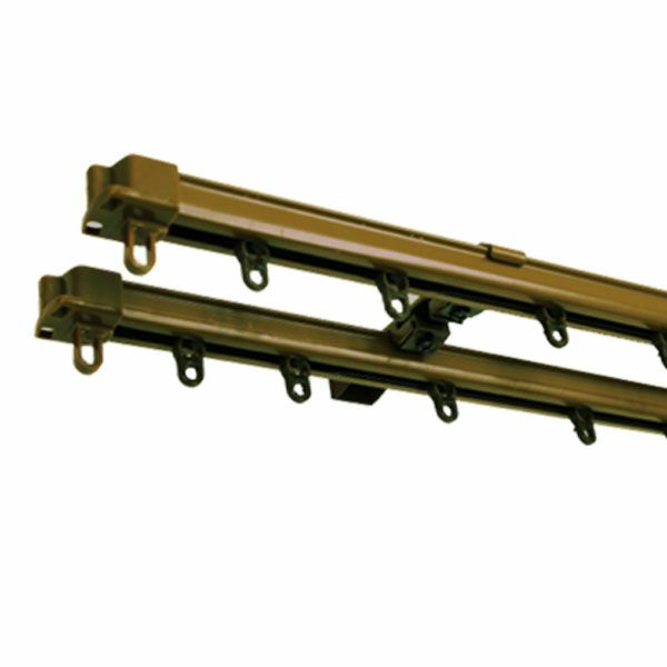 伸縮　角型カーテンレール　1.1～2.0m　ダブル　ライトブラウンのサムネイル画像