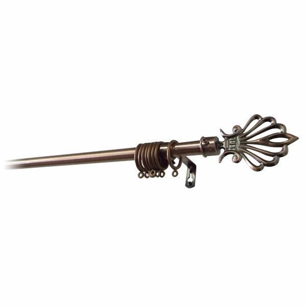 伸縮　アイアンカーテンレール　1.1～2.0m　CAP011　ブラウン　シングルのサムネイル画像