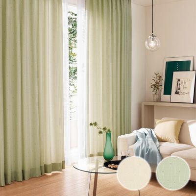 オーダーカーテン 「BE6064-6065」 ドット柄 曲線 タテライン ナチュラルのサムネイル画像