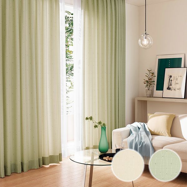 オーダーカーテン 「BE6064-6065」 ドット柄 曲線 タテライン ナチュラルのサムネイル画像