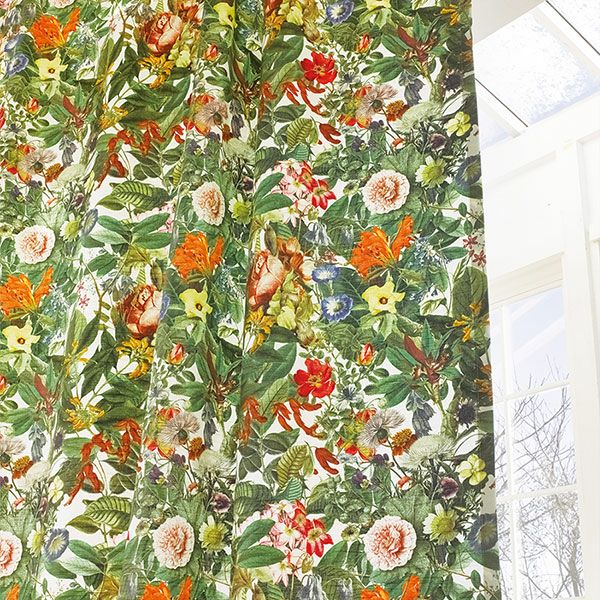 オーダーカーテン 「BE6057」 ボタニカル柄 マルチカラー 南国 綿のイメージ画像