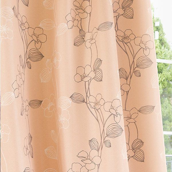遮光防炎オーダーカーテン 「BE6079-6080」 花柄 ラインのイメージ画像