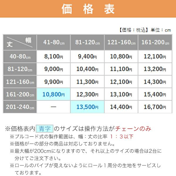 アウトレットロールスクリーンの価格表