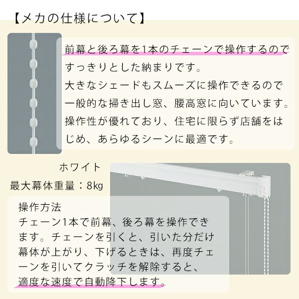 オーダーダブル(プレーン＋プレーン)シェード 箱型ドラム式のメカの特徴