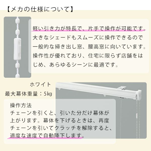 オーダーシングル(プレーン)シェードレース「リーズナブルレース」 箱型ドラム式のメカの特徴