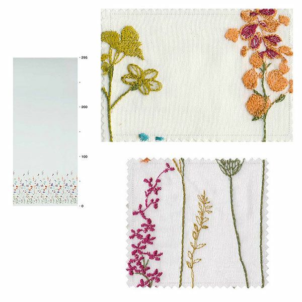 オーダーレース（絵羽柄）カーテン 「BE1174-1175」のリピートと生地アップ画像BE1174