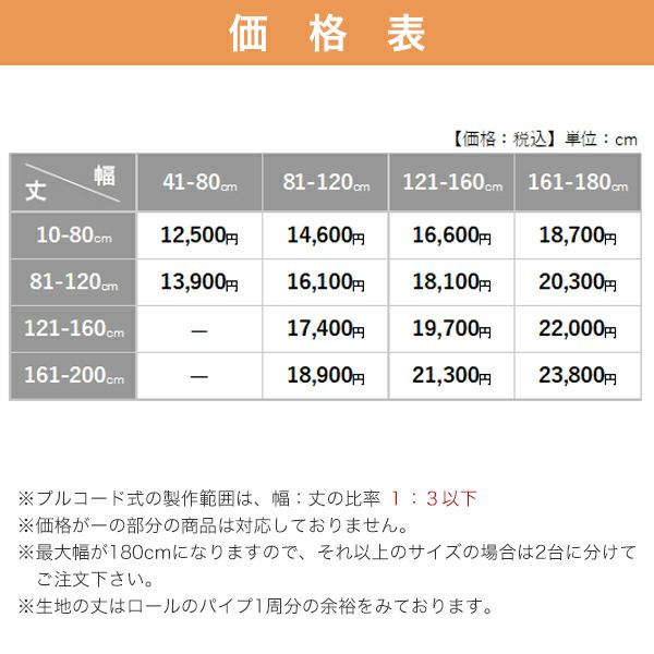 糸入り透明ビニールロールスクリーンの価格表