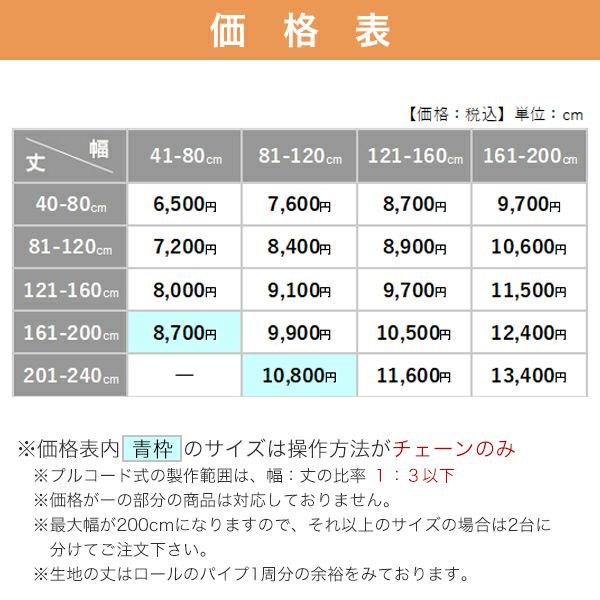 【決算セール】アウトレットロールスクリーンの価格表