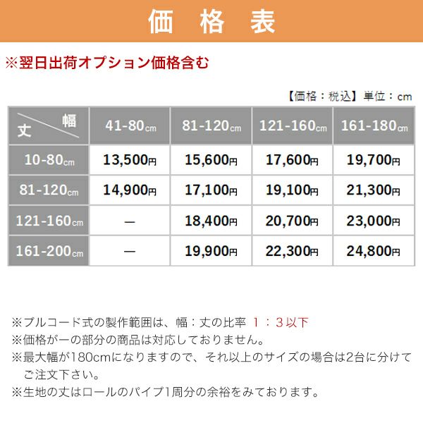 翌日出荷　糸入りビニールロールスクリーンの価格表